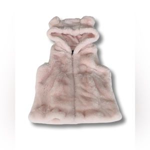 Me Jane Kids Girl Faux Fur Hooded Zip-up Vest- 6yo